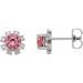 Sterling Silver Natural Pink Tourmaline & 1/5 CTW Natural Diamond Earrings