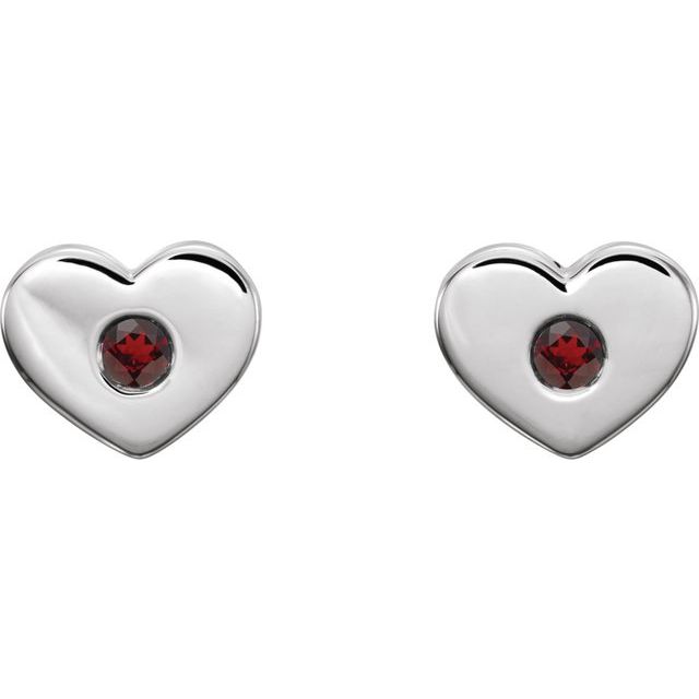 Sterling Silver Lab-Grown Ruby Heart Earrings    