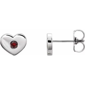 14K White Mozambique Garnet Heart Earrings Ref. 14097725