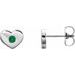 14K White Natural Emerald Heart Earrings