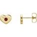 14K Yellow Lab-Grown Ruby Heart Earrings    