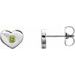 14K White Natural Peridot Heart Earrings