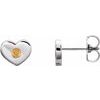 14K White Citrine Heart Earrings Ref. 14097790