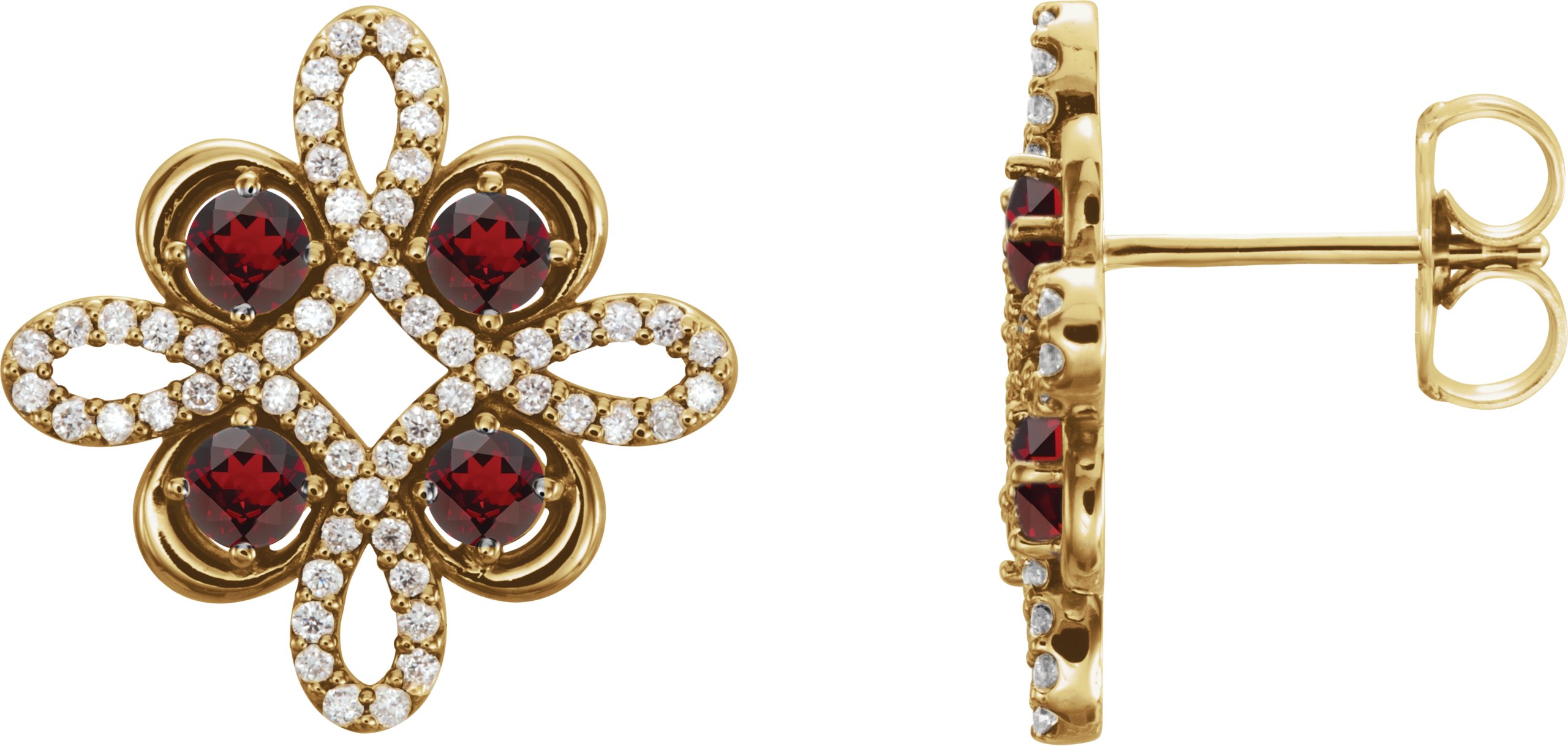 14K Yellow Mozambique Garnet and .25 CTW Diamond Earrings Ref 14095793