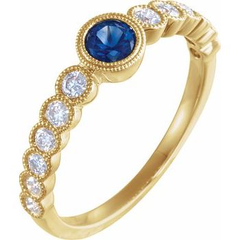 14K Yellow Blue Sapphire and .50 CTW Diamond Ring Ref 14604106