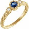 14K Yellow Blue Sapphire and .04 CTW Diamond Ring Ref 14605042