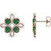 14K Rose Emerald and .25 CTW Diamond Earrings Ref 14095814