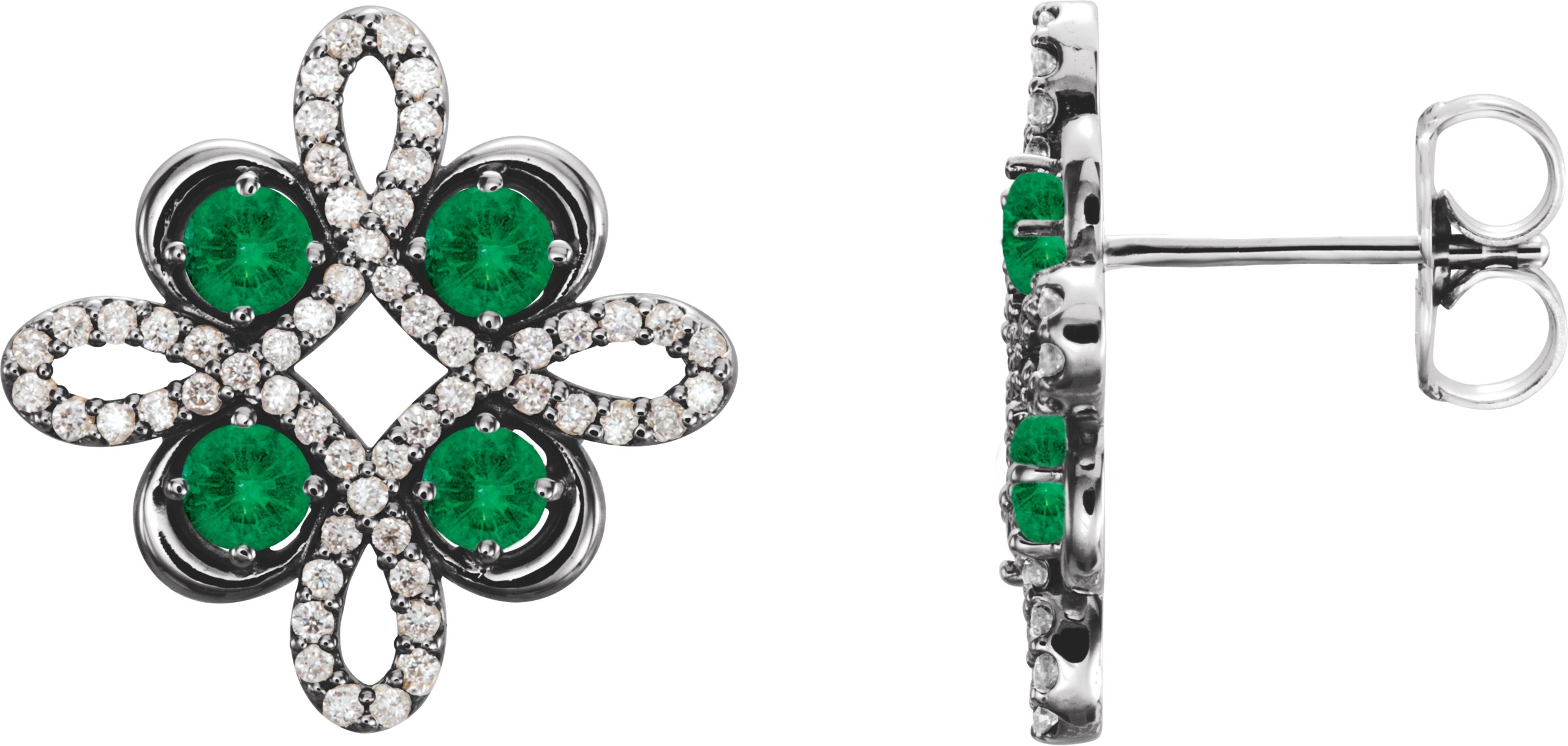14K White Emerald & 1/4 CTW Diamond Earrings                       