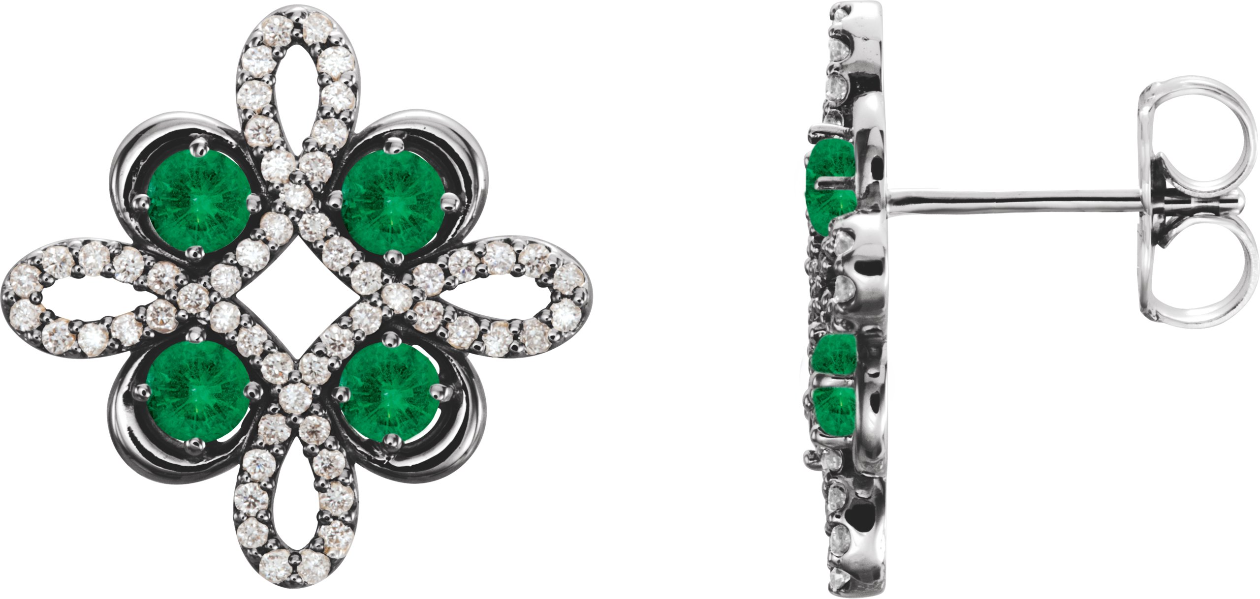 Platinum Emerald and .25 CTW Diamond Earrings Ref 14095815