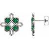 Sterling Silver Chatham Created Emerald and .25 CTW Diamond Earrings Ref 14095821
