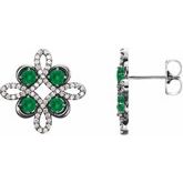 14K White Lab-Grown Emerald & 1/4 CTW Diamond Earrings       