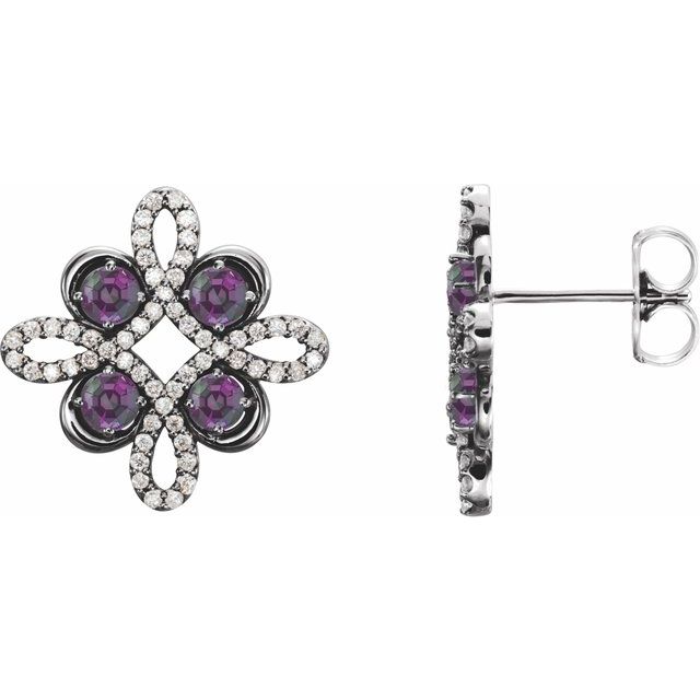 Sterling Silver Natural Alexandrite & 1/4 CTW Natural Diamond Earrings