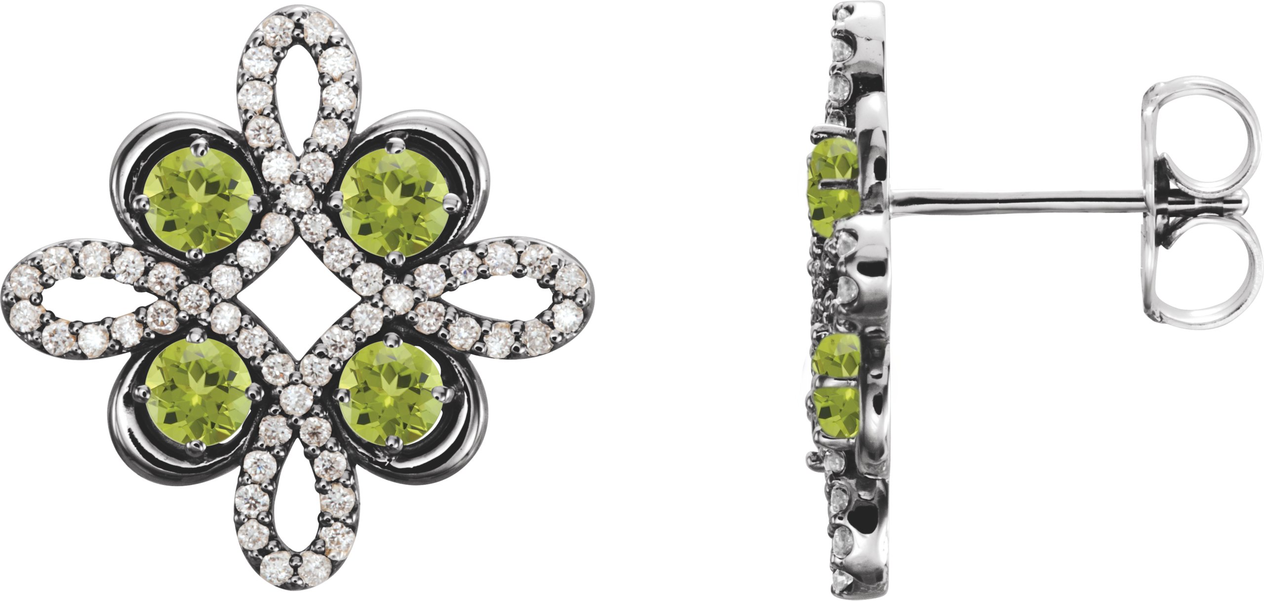 14K White Peridot and .25 CTW Diamond Earrings Ref 14095837