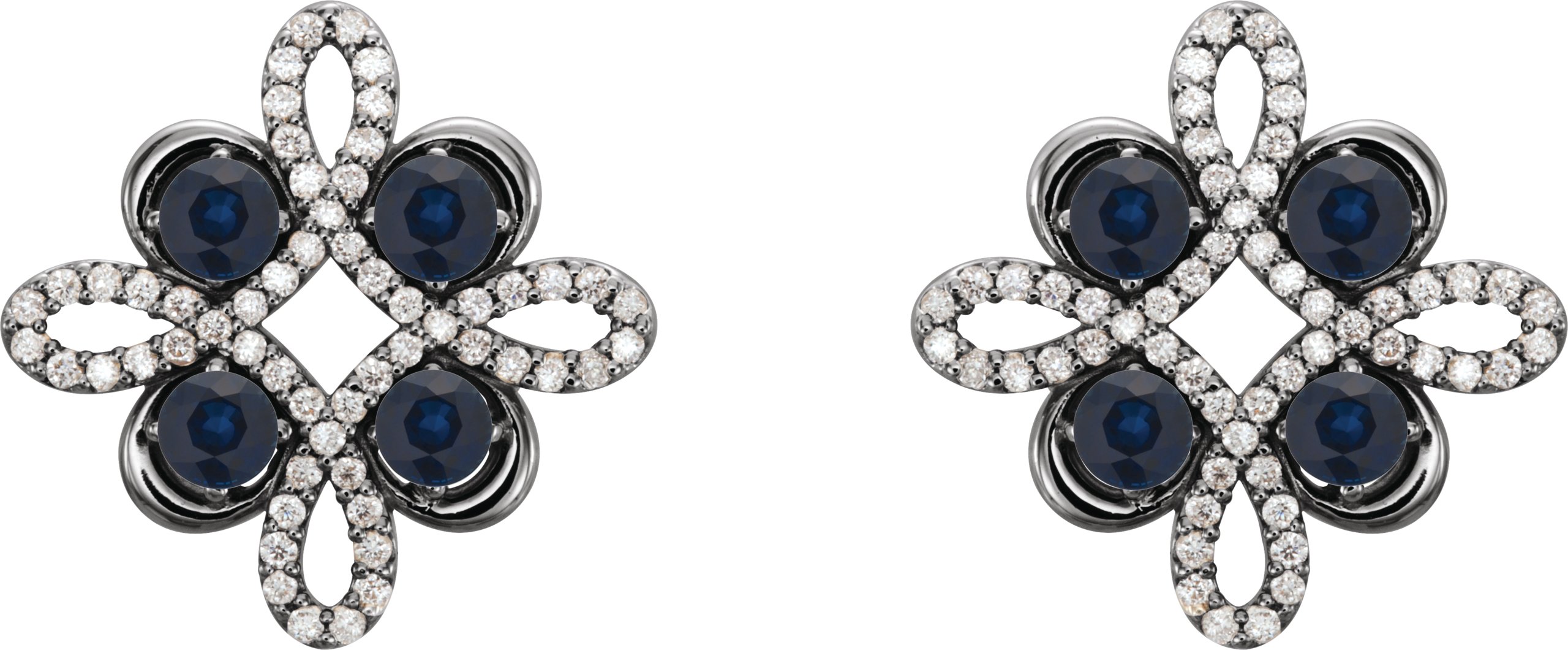 14K White Lab-Grown Blue Sapphire & 1/4 CTW Diamond Earrings    