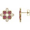 14K Yellow Pink Tourmaline and .25 CTW Diamond Earrings Ref 14095853