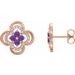 14K Rose Natural Amethyst & 1/5 CTW Natural Diamond Clover Earrings