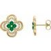 14K Yellow Natural Emerald & 1/5 CTW Natural Diamond Clover Earrings
