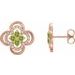 14K Rose Natural Peridot & 1/5 CTW Natural Diamond Clover Earrings