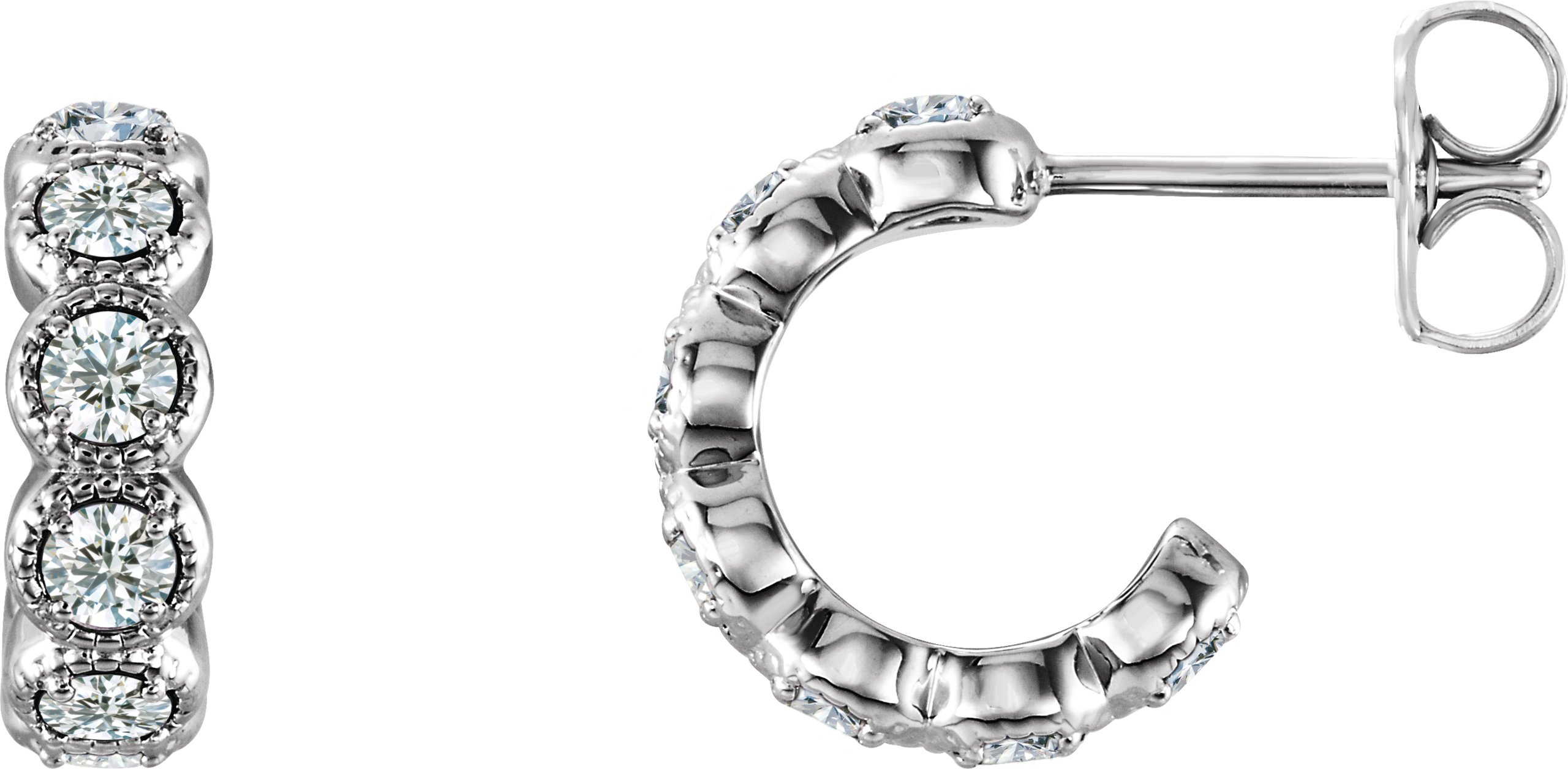 Sterling Silver .875 CTW Diamond Hoop Earrings Ref. 14080946