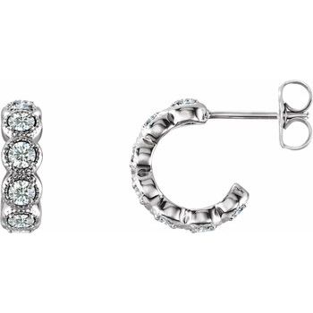 14K White .875 CTW Diamond Hoop Earrings Ref. 14080942
