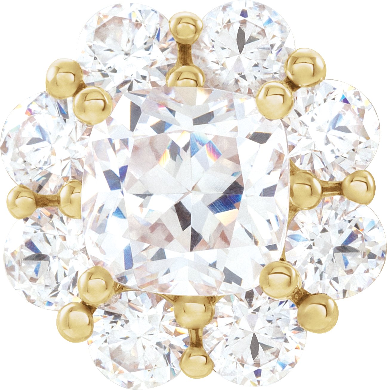 Cushion 4-Prong Halo-Style Peg Setting 