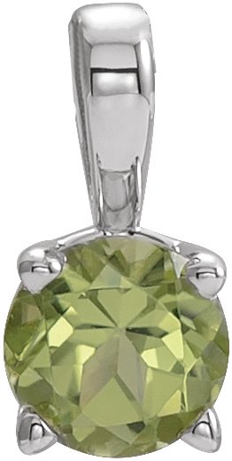 14K White 6 mm Natural Peridot Pendant