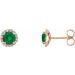 14K Rose 3 mm Natural Emerald & 1/10 CTW Natural Diamond Earrings