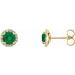 14K Yellow 5 mm Lab-Grown Emerald & 1/8 CTW Natural Diamond Earrings