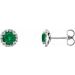 14K White 4 mm Natural Emerald & 1/10 CTW Natural Diamond Earrings