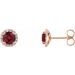 14K Rose 3 mm Natural Ruby & 1/10 CTW Natural Diamond Earrings