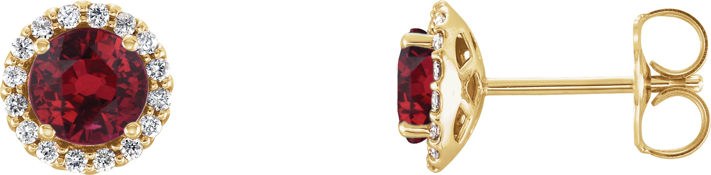 14K Yellow Ruby & 1/8 CTW Diamond Earrings                