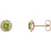 14K Rose 3 mm Natural Peridot & 1/10 CTW Natural Diamond Earrings