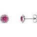 Platinum 4.5 mm Natural Pink Tourmaline & 1/10 CTW Natural Diamond Earrings