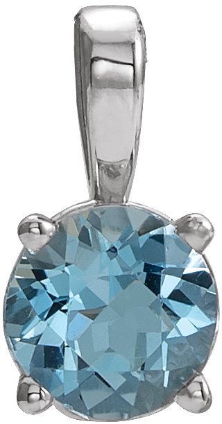 Sterling Silver 5 mm Imitation Aquamarine Pendant