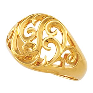 14K White Filigree Ring