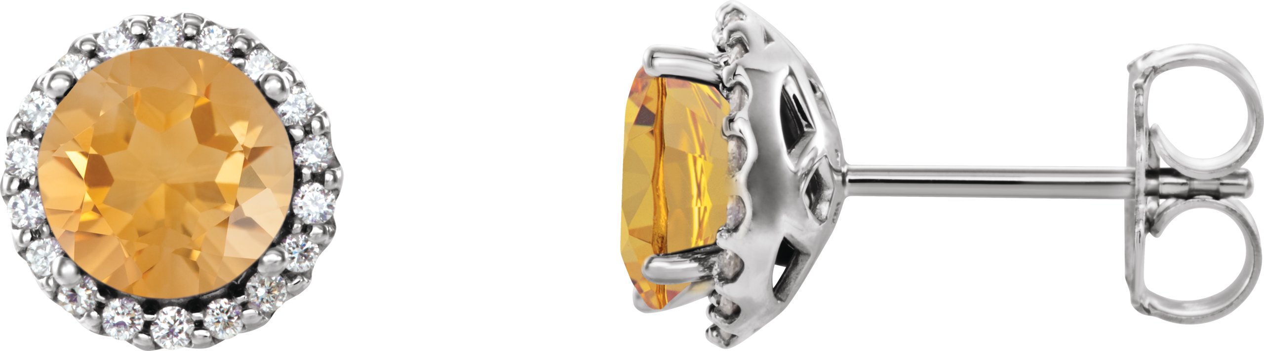 Sterling Silver Citrine and .17 CTW Diamond Earrings Ref 16635576