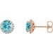 14K Rose 3.5 mm Natural Blue Zircon & 1/10 CTW Natural Diamond Earrings