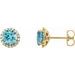 14K Yellow 3 mm Natural Blue Zircon & 1/10 CTW Natural Diamond Earrings