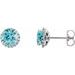 14K White 5.5 mm Natural Blue Zircon & 1/8 CTW Natural Diamond Earrings