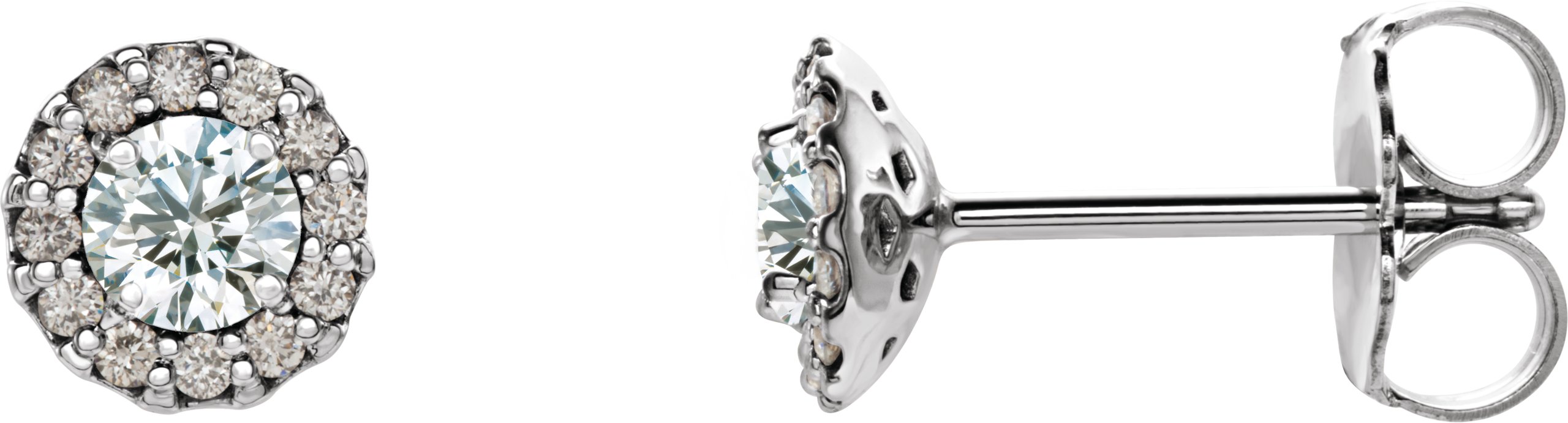 Round 4-Prong Halo-Style Earrings