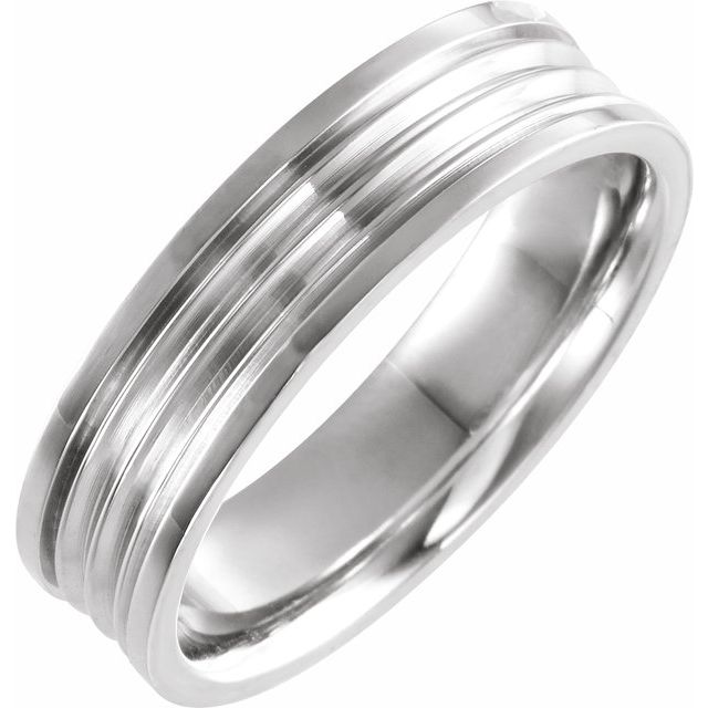 14K White 6 mm Grooved Band Size 11