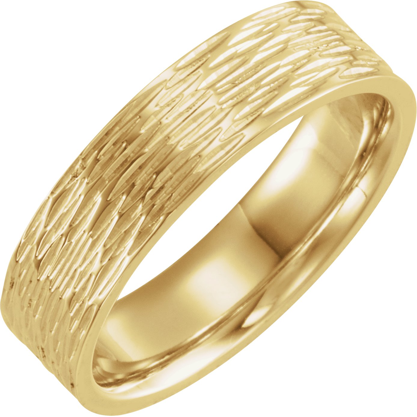 14K Yellow 6 mm Tree Bark Pattern Band Size 10