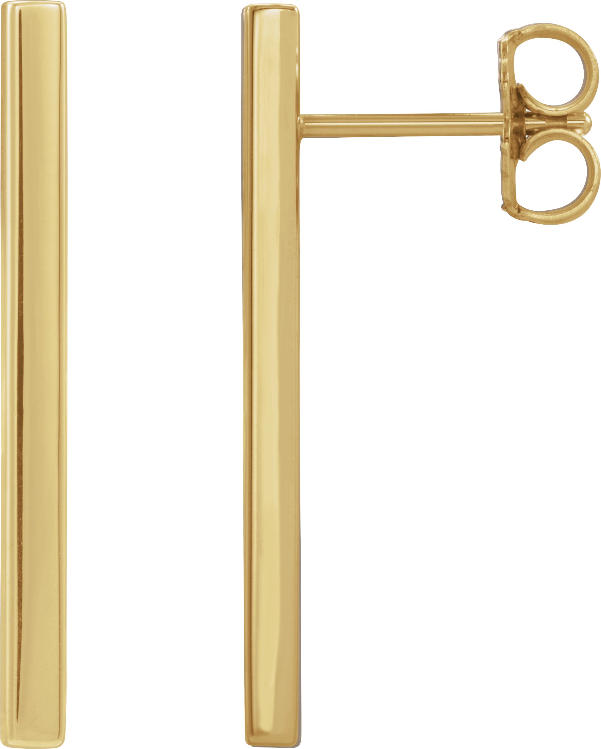 14K Yellow Bar Earrings