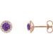 14K Rose 5.5 mm Natural Amethyst & 1/8 CTW Natural Diamond Earrings