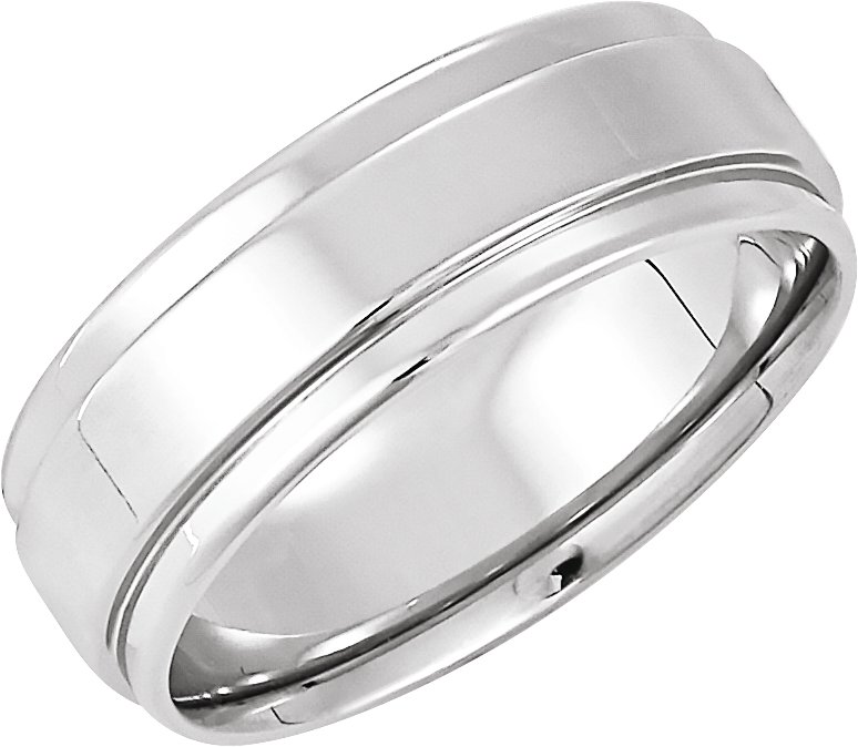 14K White 7.5 mm Flat Edge Band Size 10