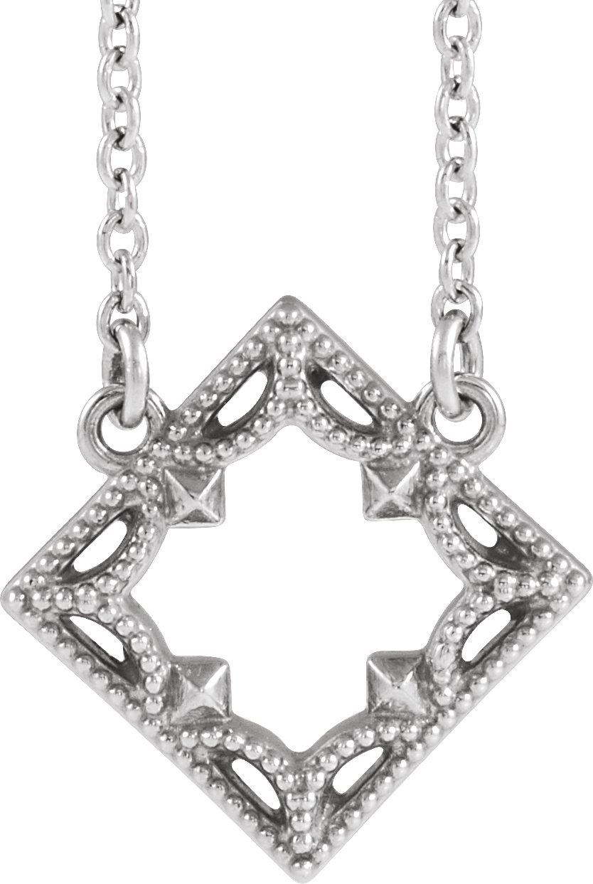 14K White Vintage-Inspired Geometric 16" Necklace