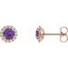 14K Rose 4.5 mm Natural Amethyst & 1/10 CTW Natural Diamond Earrings
