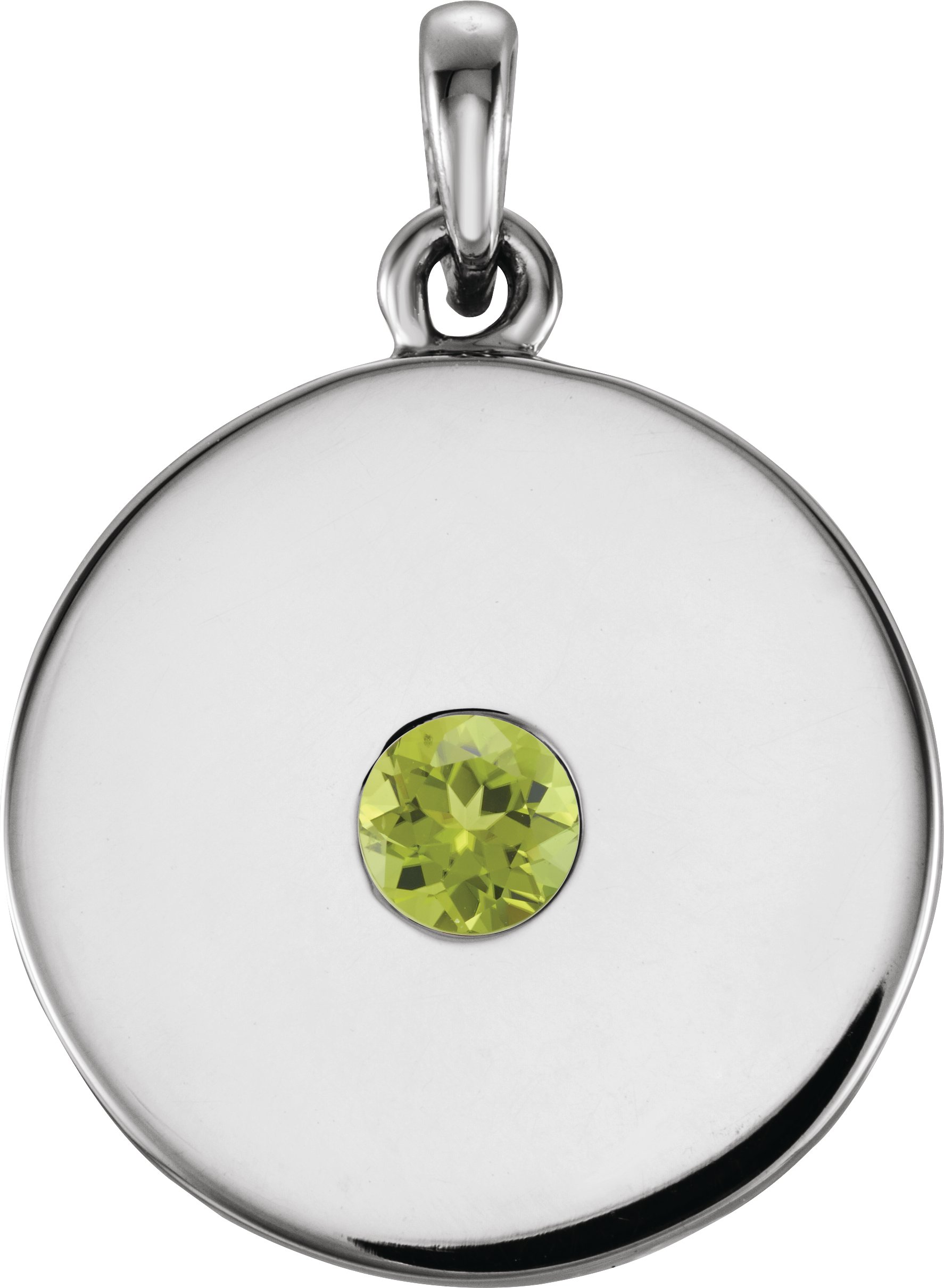 14K White Peridot Disc Pendant