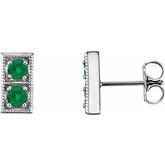 14K White Lab-Grown Emerald Two-Stone Earrings       