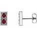 14K White Natural Ruby Two-Stone Earrings